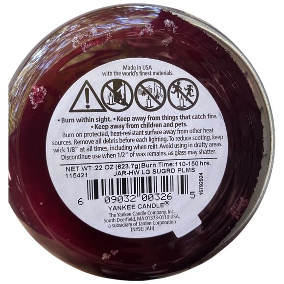 Yankee Candle Sugared Plums 22 oz Black Band Housewarmer Jar Candle Rare HTF - Picture 7 of 9